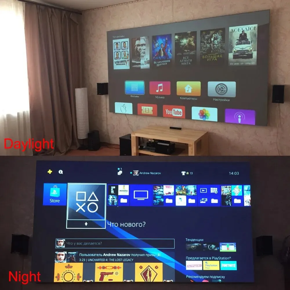 Projector Screen,60 100 120" Reflective Fabric Cloth, Home Theatre