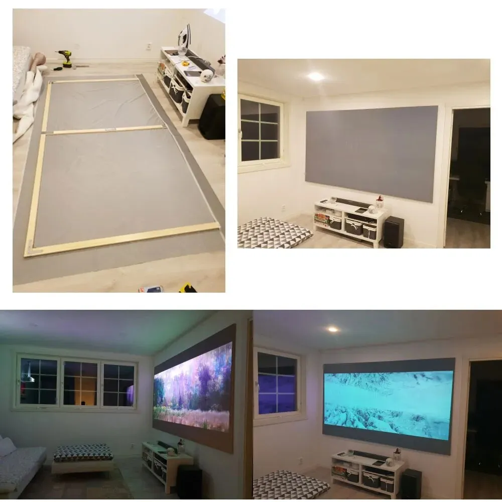 Projector Screen,60 100 120" Reflective Fabric Cloth, Home Theatre