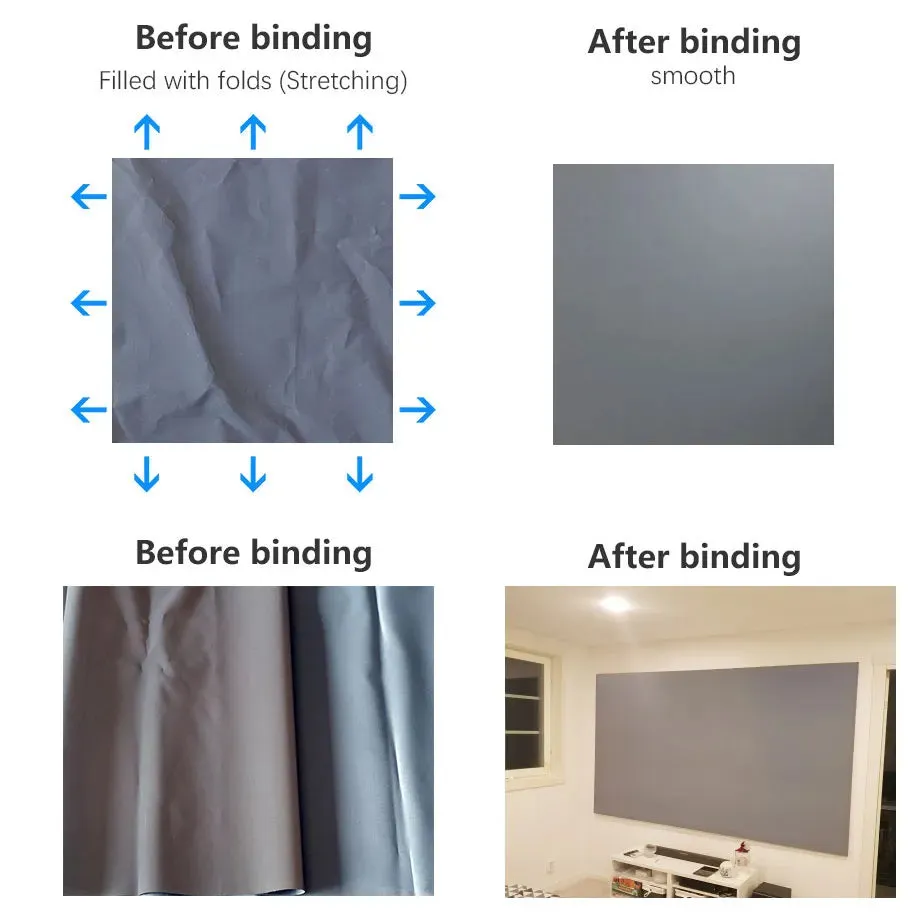 Projector Screen,60 100 120" Reflective Fabric Cloth, Home Theatre