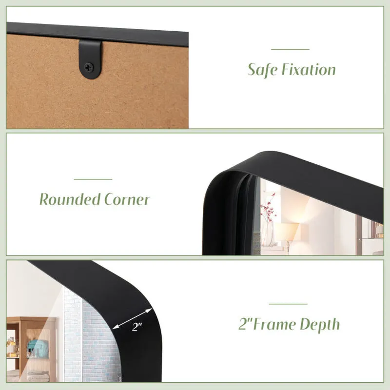 Rectangular Wall Mount Bathroom Mirror with Solid Steel Frame