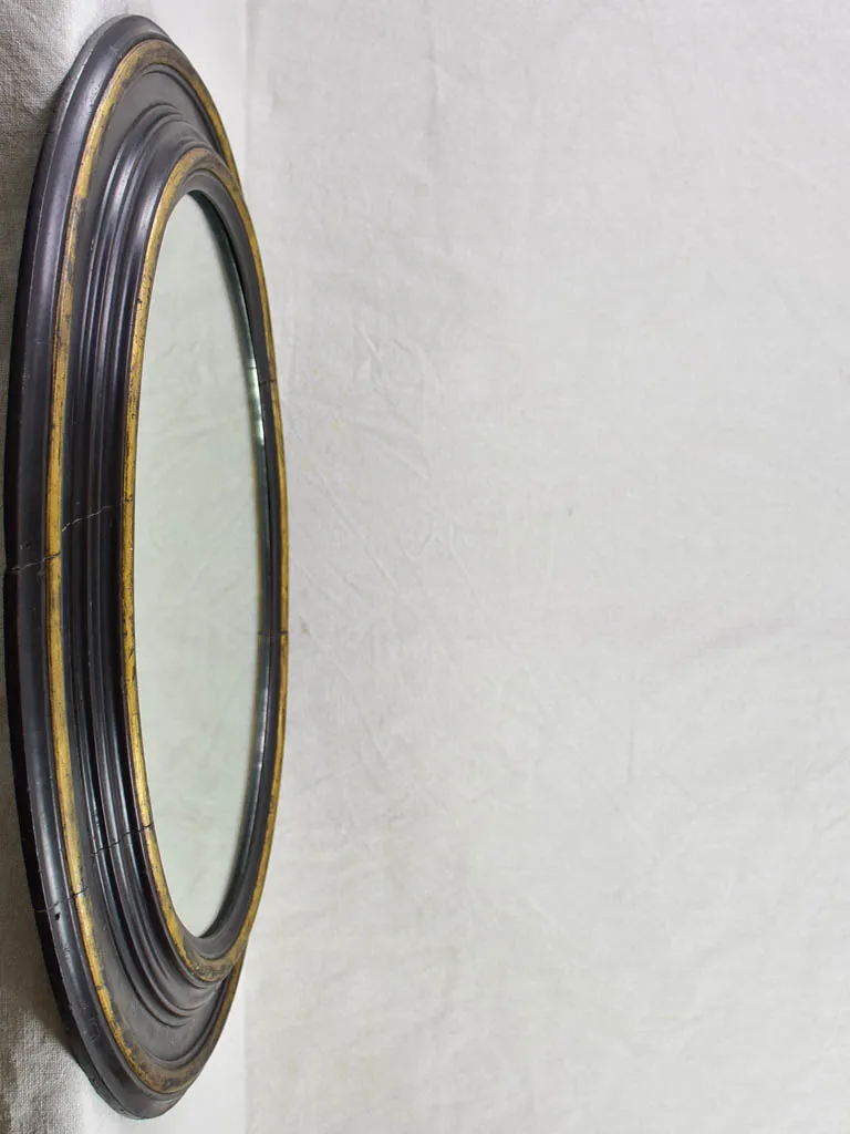 RESERVED 19th Century Napoleon III round mirror with black painted frame 27½"