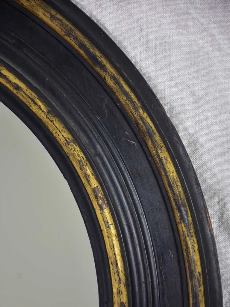 RESERVED 19th Century Napoleon III round mirror with black painted frame 27½"