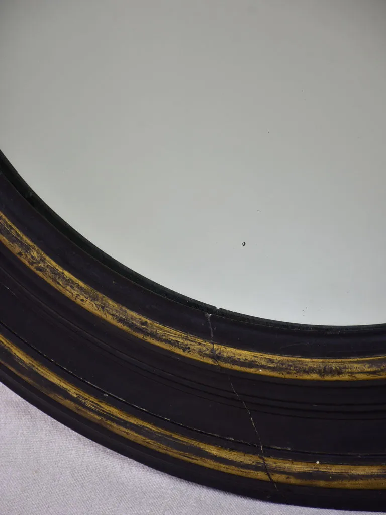 RESERVED 19th Century Napoleon III round mirror with black painted frame 27½"