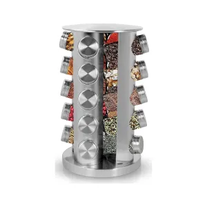 Revolving 20-Jar Countertop Spice Rack Stainless Steel