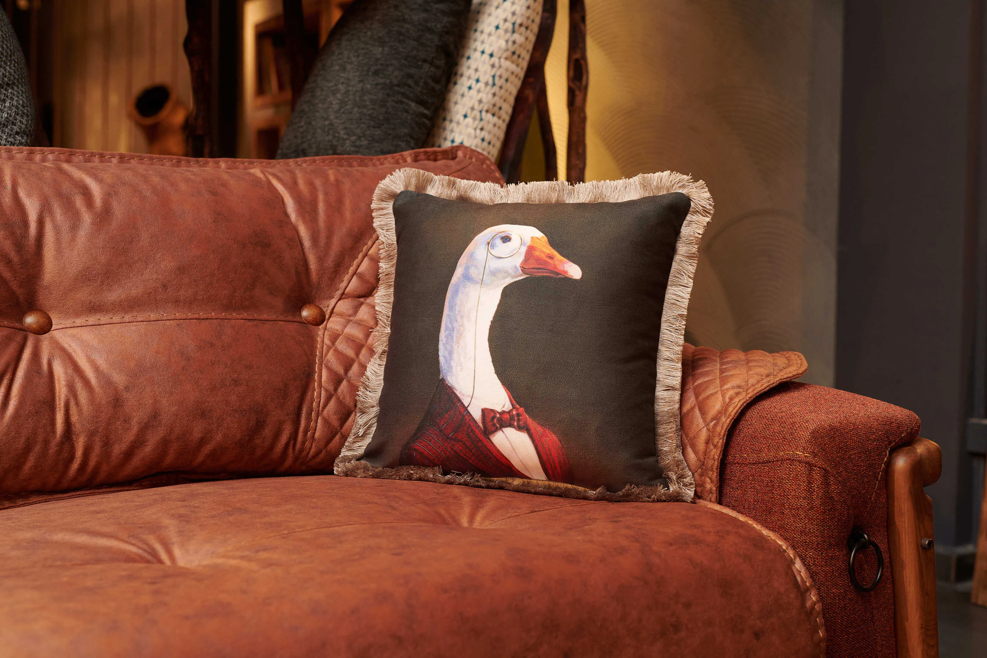 Rubeza Velvet Printed Cushion 45cm x 45cm - Noble Swan