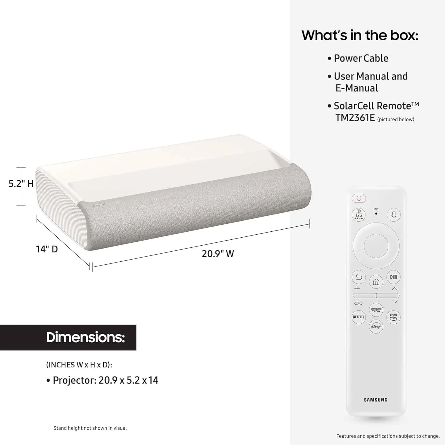 Samsung The Premiere LPU7D 2500-Lumen UHD 4K Ultra Short-Throw Laser Smart Home Theater Projector