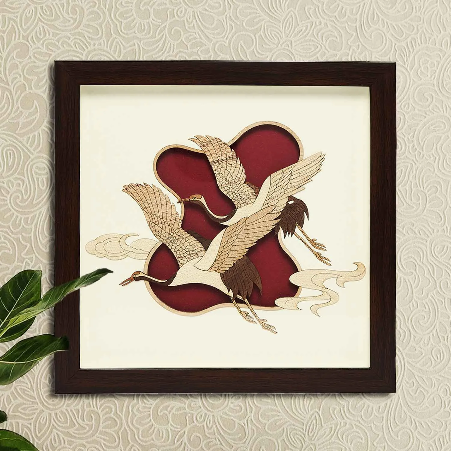 Saras Birds Wood Art Frame 10 in x 10 in