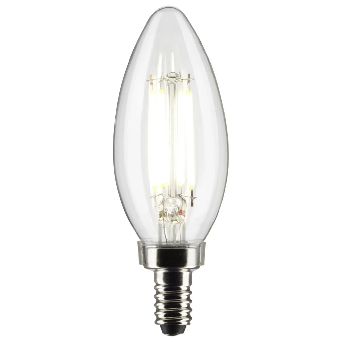 Satco LED 60W Equivalent Torpedo Bulb – 5.5W – E12 Candelabra Base – Clear – 2700K