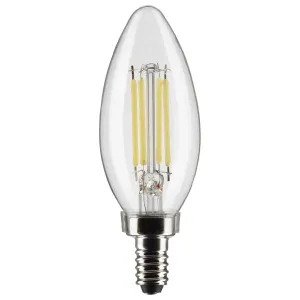 Satco LED 60W Equivalent Torpedo Bulb – 5.5W – E12 Candelabra Base – Clear – 2700K