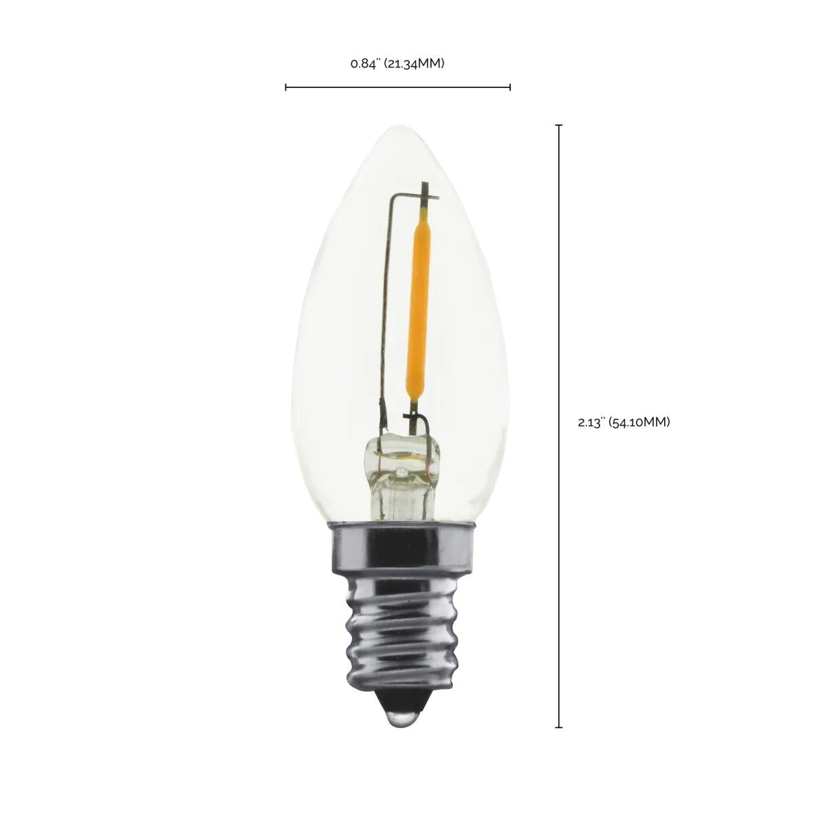 Satco LED Night Light Bulbs – 0.7W – 7W Incandescent Equivalent – E12 Base – Clear – 2700K – Pack of 2
