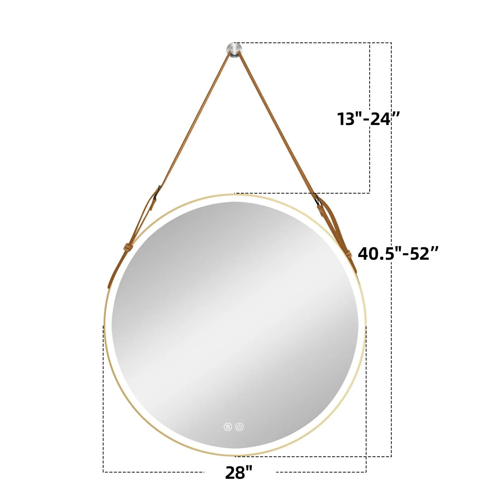 Smart Dimmable Round LED Bathroom Mirror with Anti-Fog and Adjustable Lighting, 28 & 32 Inch