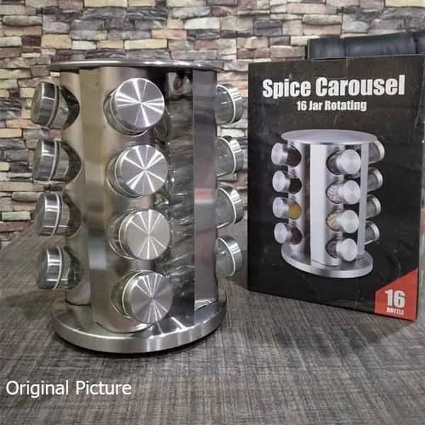 Spice Carousel 16 Jar Revolving Spice Rack Stainless Steel