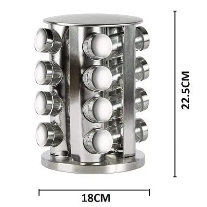 Spice Carousel 16 Jar Revolving Spice Rack Stainless Steel