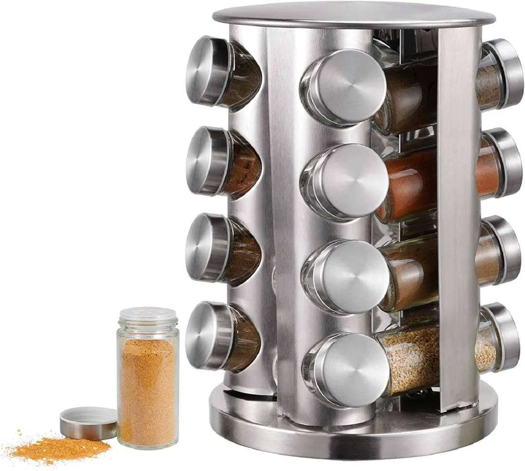 Spice Carousel 16 Jar Revolving Spice Rack Stainless Steel
