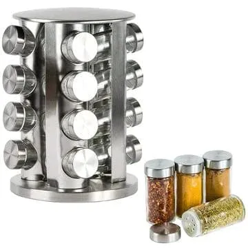 Spice Carousel 16 Jar Revolving Spice Rack Stainless Steel