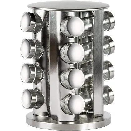 Spice Carousel 16 Jar Revolving Spice Rack Stainless Steel