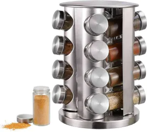 Spice Carousel 16 Jar Revolving Spice Rack Stainless Steel