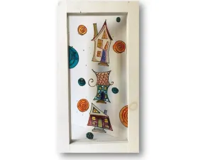 Stained Glass Art - Window with Houses