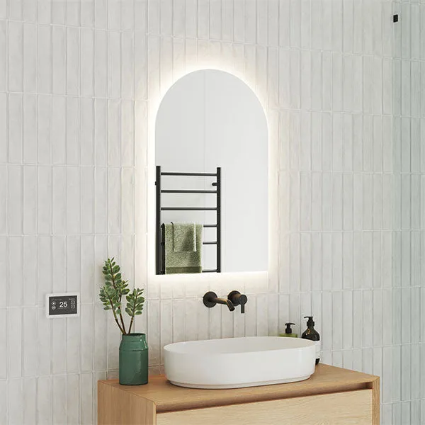 Thermogroup Backlit Arch Shape LED Mirror 500x800 with Warm or Cool Light and Demister