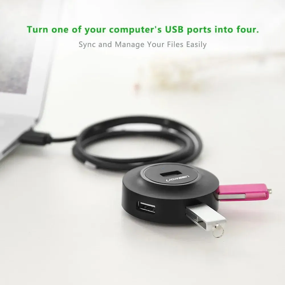 Ugreen 4 Ports USB 2.0 Hub With 1m Usb Cable for Your PC, Cell Phones, eReaders, Tablets (20277)