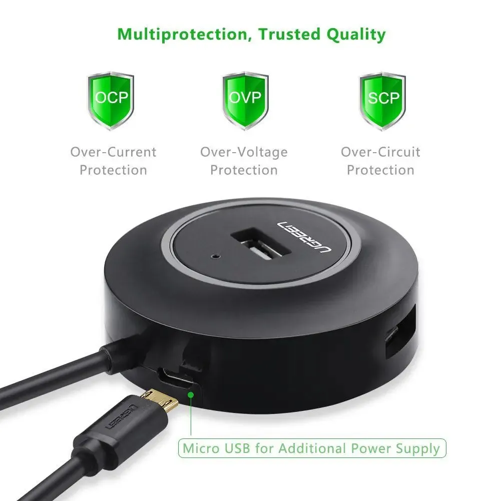 Ugreen 4 Ports USB 2.0 Hub With 1m Usb Cable for Your PC, Cell Phones, eReaders, Tablets (20277)
