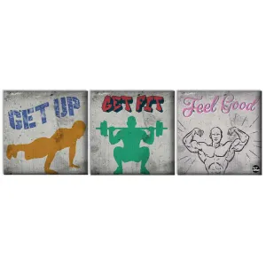Wall Art Decor Hanging Panels Set Of 3 -Get Fit