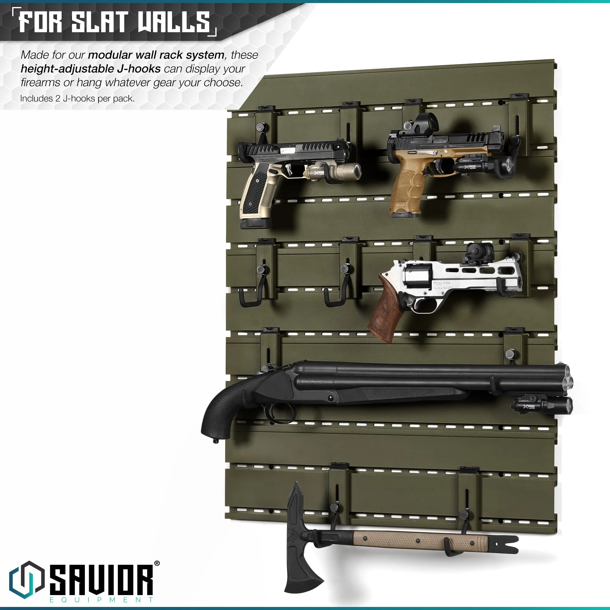 Wall Rack System - Adjustable J-Hook- 2 Pack