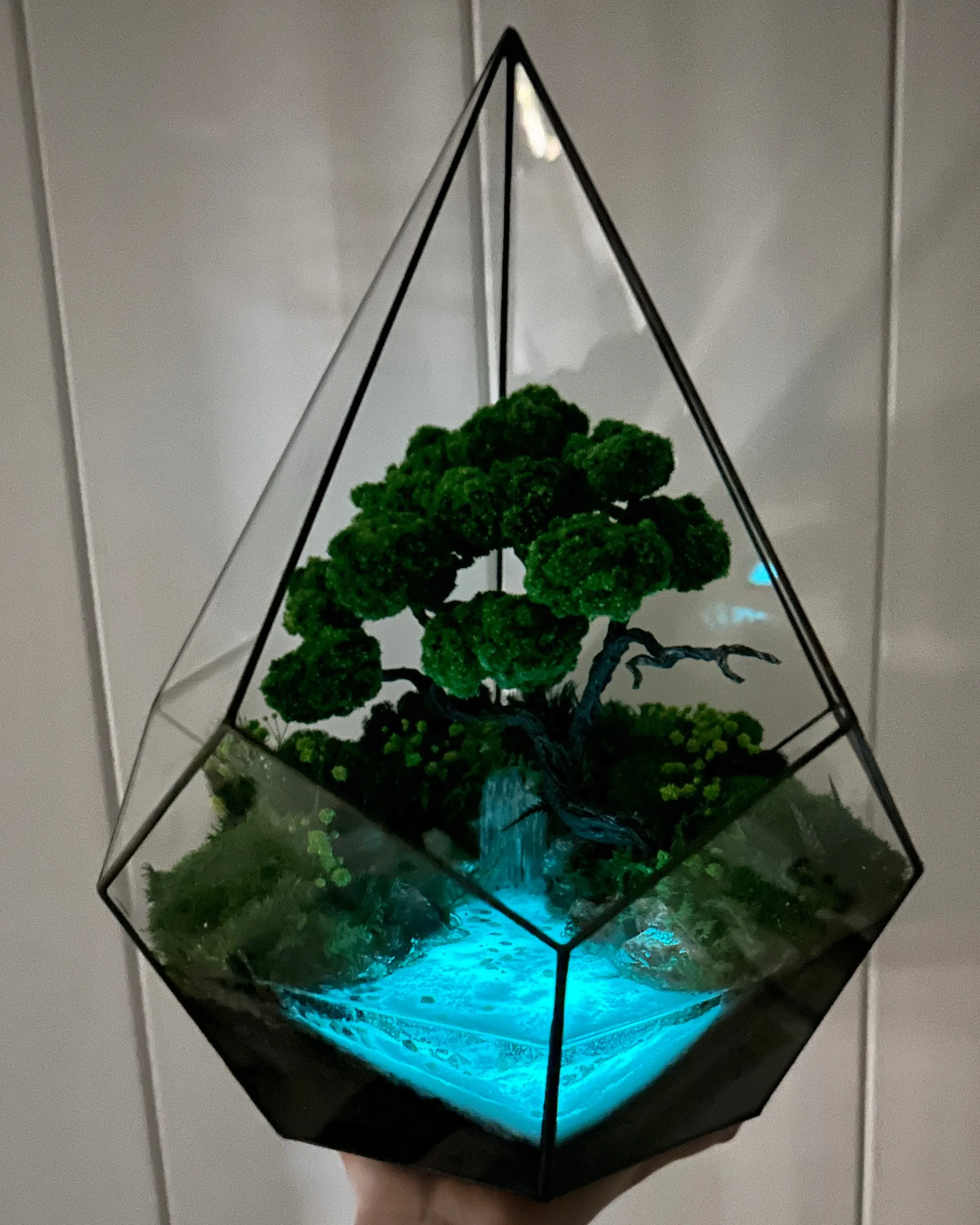 Waterfall terrarium with Preserved moss