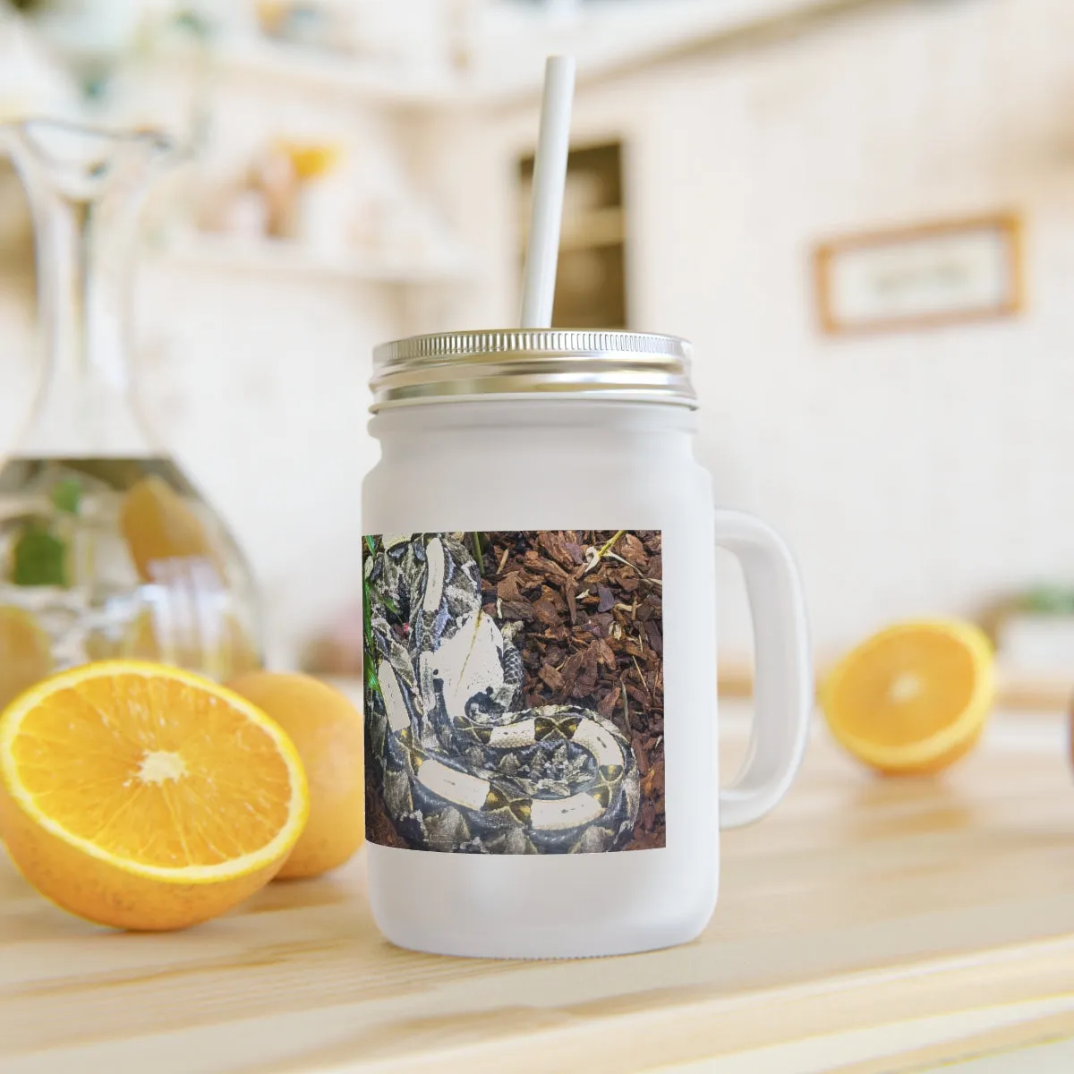 White Black Snake Mason Jar