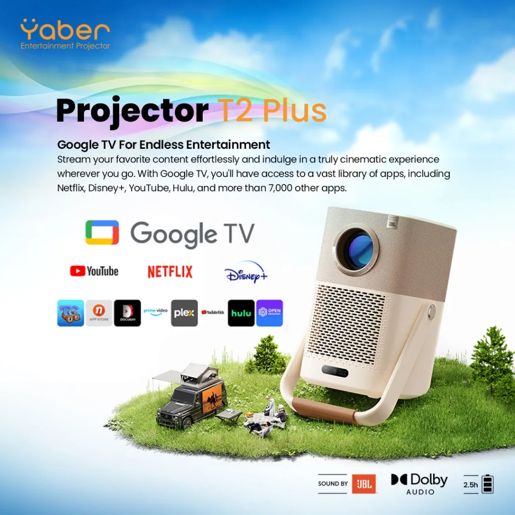Yaber T2 / Yaber T2 Plus Projector | T1080P FHD | 450 ANSI Lumens | JBL and Dolby Audio