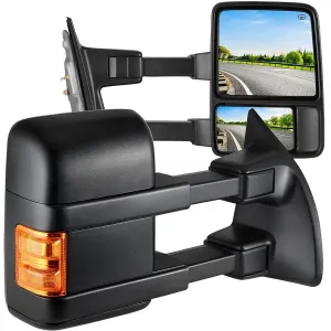 YITAMOTOR® 1999-2007 Ford F250 F350 F450 F550 Super Duty Heated Power Towing Mirrors W/Amber Turn Signal